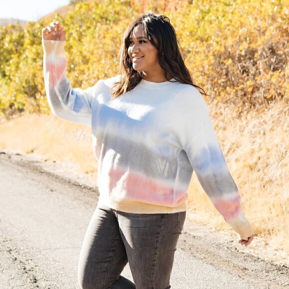 Ces Femme Blurred Tie Dye Lined Pullover Sweater - Picture 2 of 4